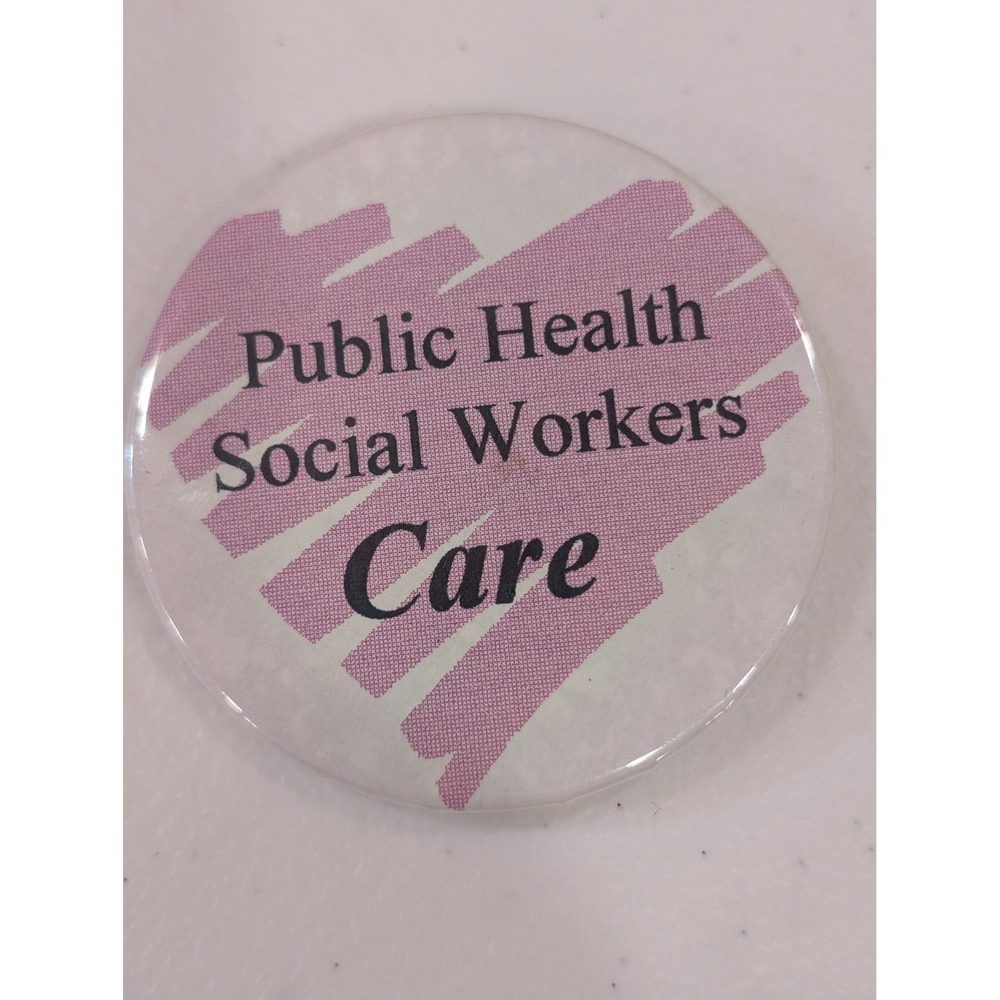 Public Health Social Workers Care Pinback Button – Pink Heart Theme